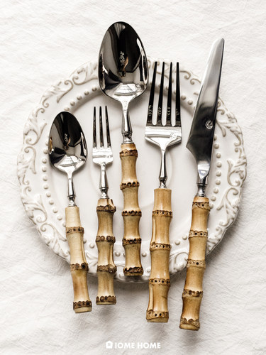西餐具5件套竹节柄304不锈钢