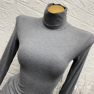 ins韩国气质螺纹弹力上衣秋冬女 高领打底衫 店主自留 柔软基础款