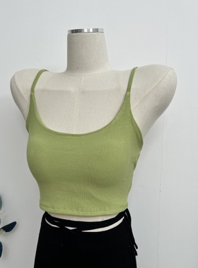 hong模仿基础bi备经典款INS性感低U领显胸大带胸垫紧身吊带背心夏