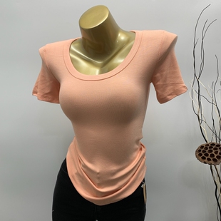 弹力T恤INS超火网红同款 低U领显瘦短袖 要性感就穿它 自制自留款