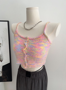 多巴胺穿搭内搭~颜色chao好看撞色百搭短款ins小吊带背心打底衫女