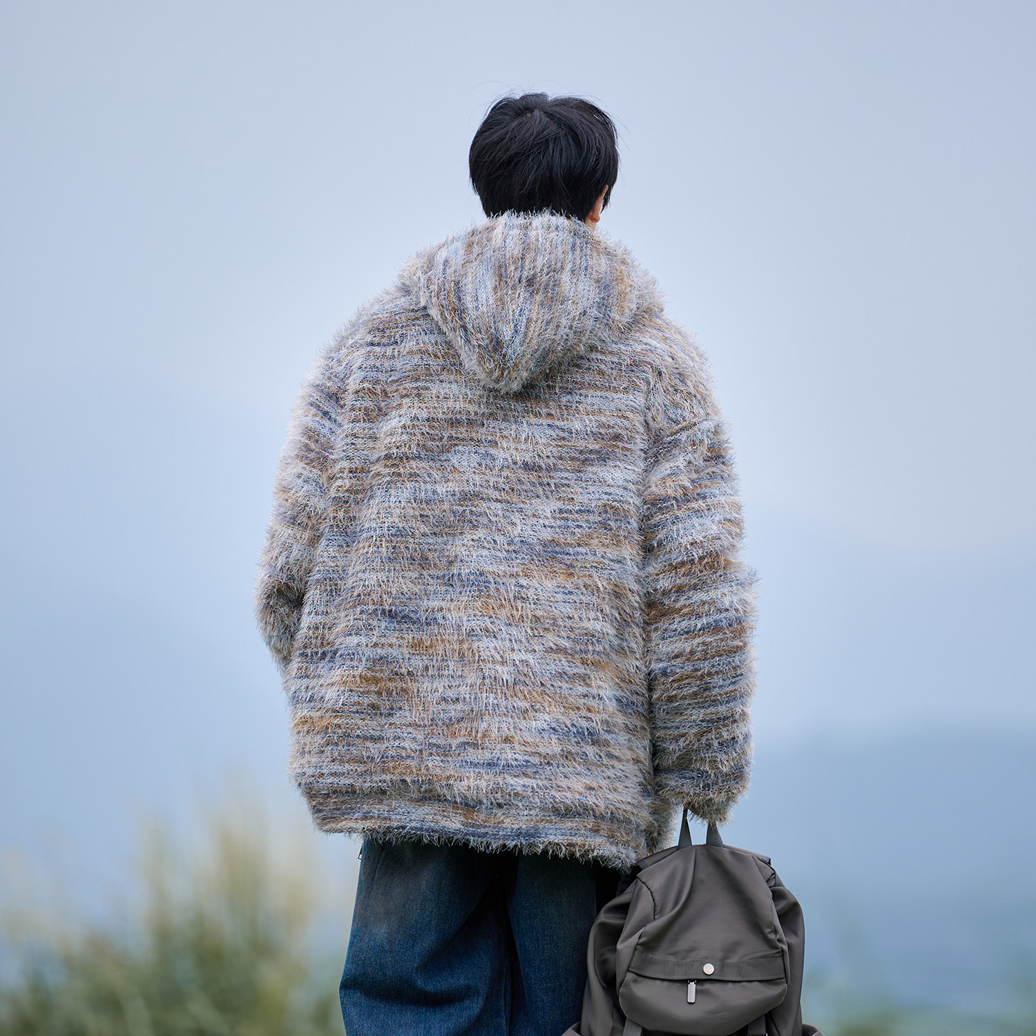 加倍保暖1300克毛绒内里油画渐变棉衣金属标HG11P138控198,男装棉衣,电商A031