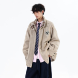 2025秋装新款大码宽松假两件夹克贴标外套JK122P98控148，男装夹克，电商A031