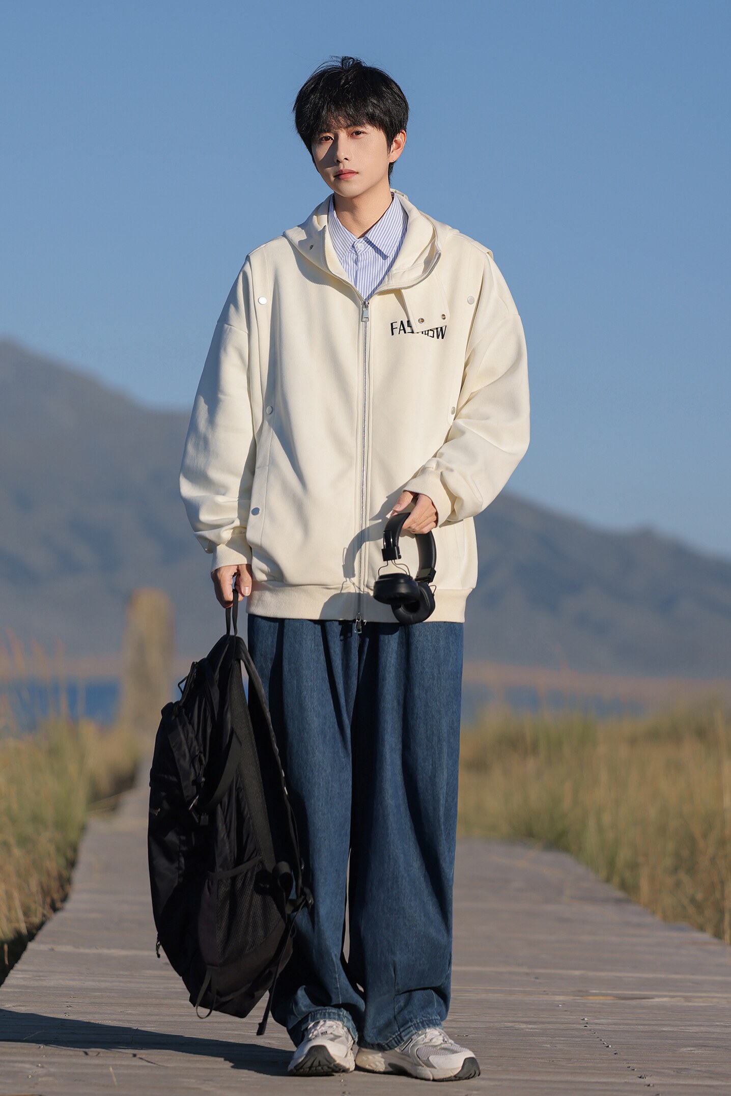 排扣夹克25秋装设计款开衫连帽大码美式卫衣外套JK118P88控138,男装夹克,电商A031
