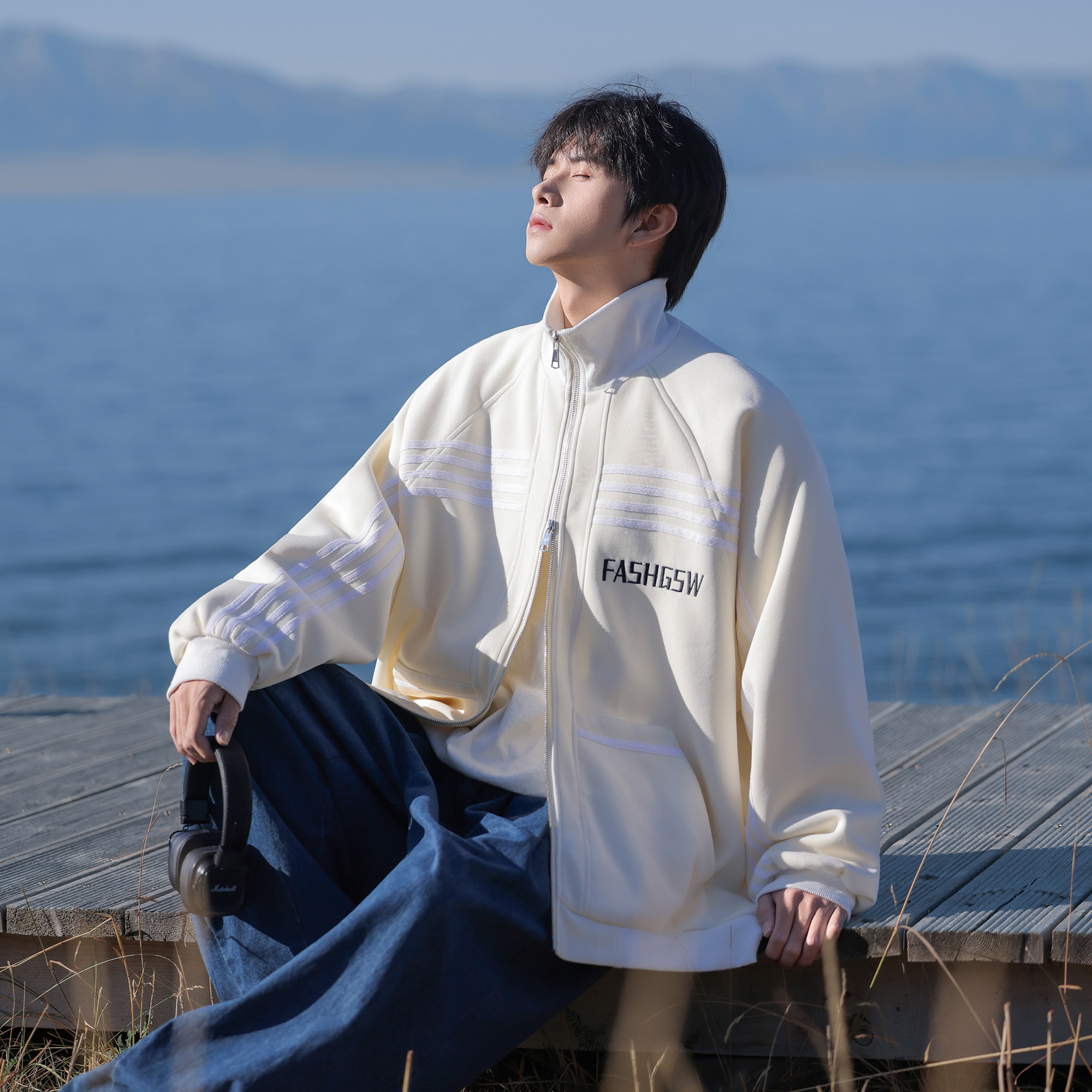 拉条夹克2026春装新款大码宽松刺绣夹克外套WY119P88控138，男装夹克，电商A031