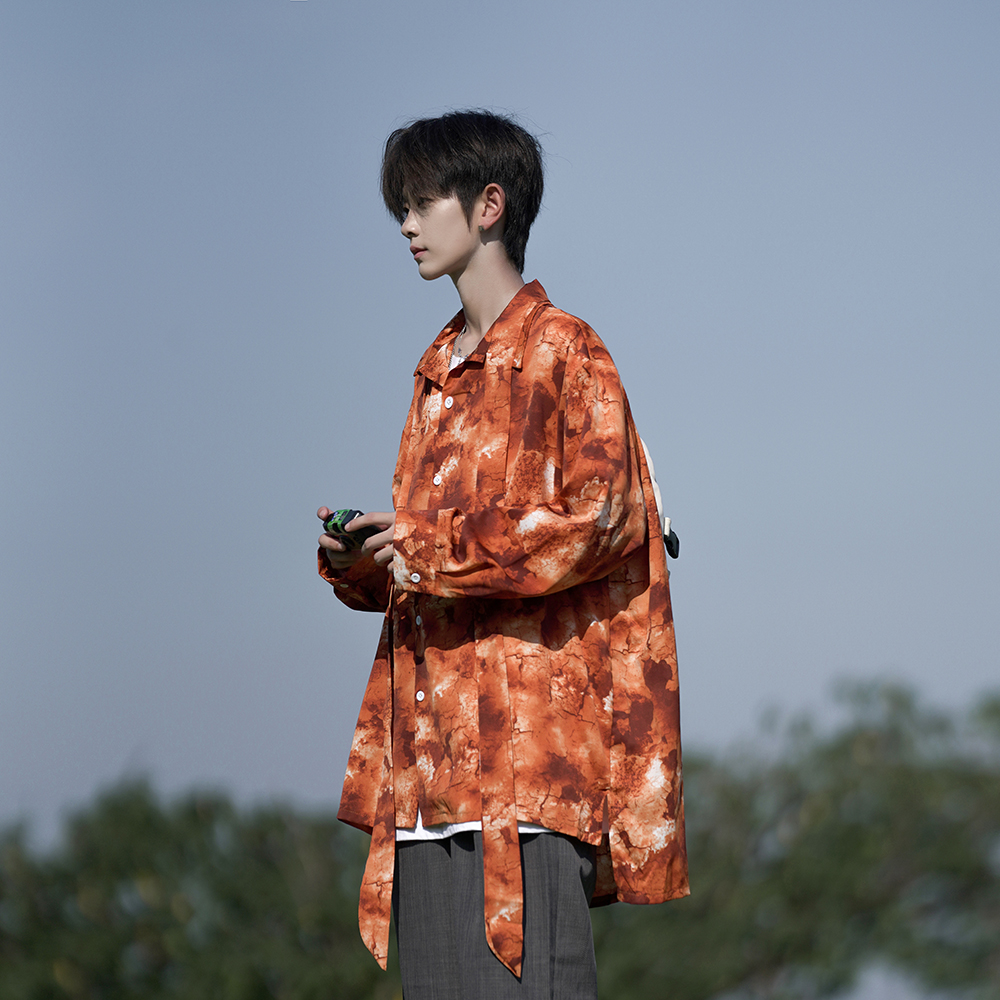 外景花衬衫2025秋装新款宽松大码港风男士长袖衬衫CS05P48控68，男装衬衫，电商A031
