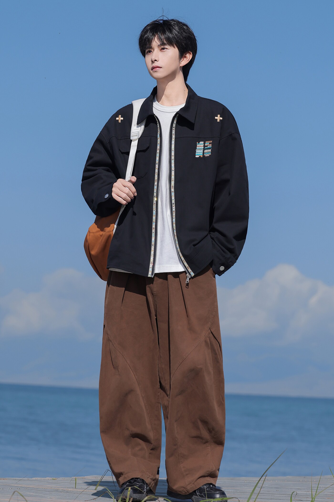 2025秋装新款大码宽松夹克棒球服刺绣外套JK101P88控138,男装夹克,电商A031