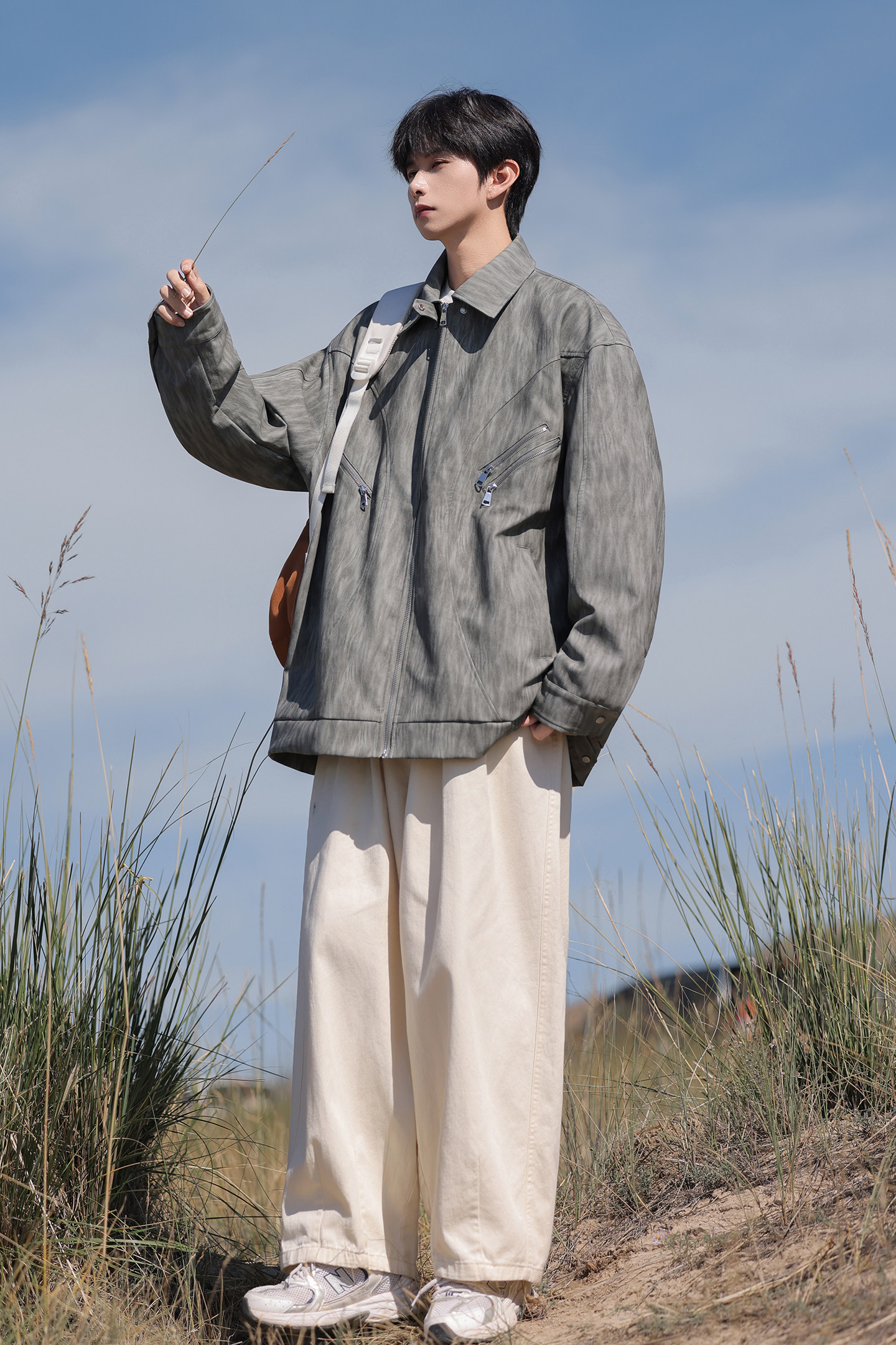 多拉链2025秋装新款大码印花宽松皮衣夹克外套JK130P98控158,男装皮衣,电商A031