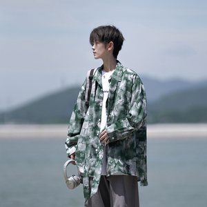 外景 花衬衫2026春装新款宽松大码港风男士长袖衬衫CS05 P48 控68图片