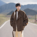 可二开2025秋装新款大码肩章宽松皮衣夹克外套JK131P98控158，男装皮衣，电商A031