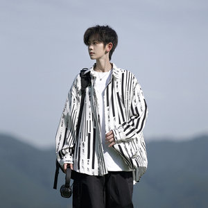 外景 花衬衫2026春装新款宽松大码港风男士长袖衬衫CS02 P48控68图片