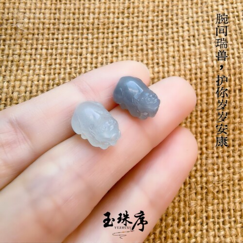 【玉珠序】天然和田玉玉兽白玉diy文玩手串配珠手链配饰（特）