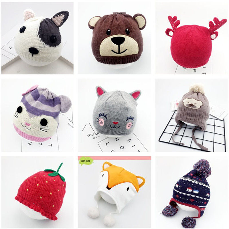 新生婴幼针织毛线1-4儿童帽子