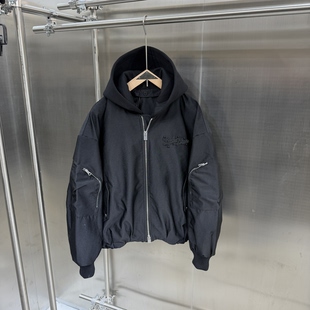 冬季新款重磅飞行员羽绒服男潮流刺绣可拆卸帽子白鸭绒棒球服外套