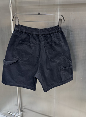 手工涂鸦做旧磨破 刮烂设计 多次水洗 黑色 五分 牛仔短裤男夏装