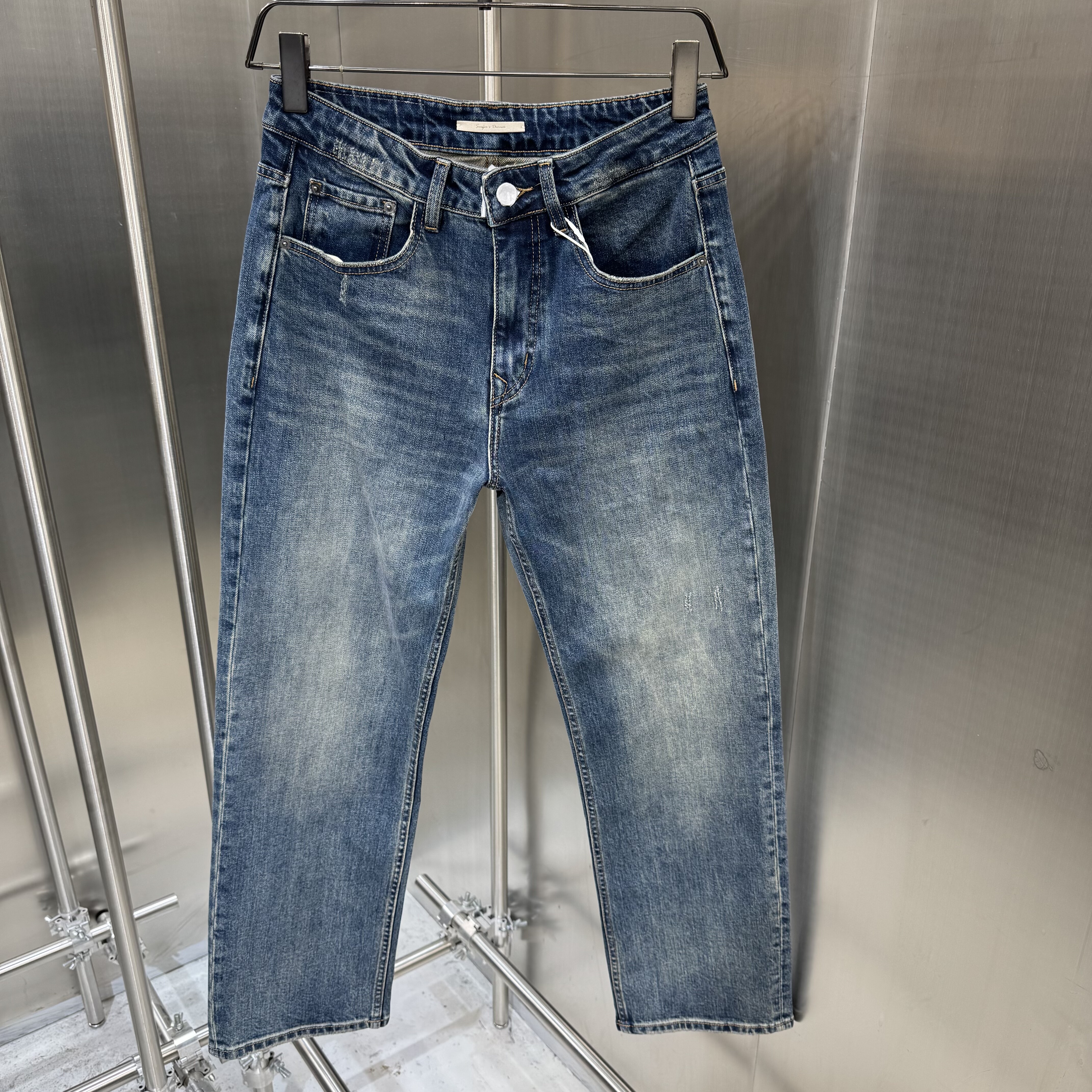 高端货 重工艺油污做旧水洗 宽松版型 微弹力直筒裤 牛仔裤 男裤