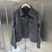 宽松版 2026新款 型 短款 外套 做旧破坏水洗落色工装 拉链夹克韩