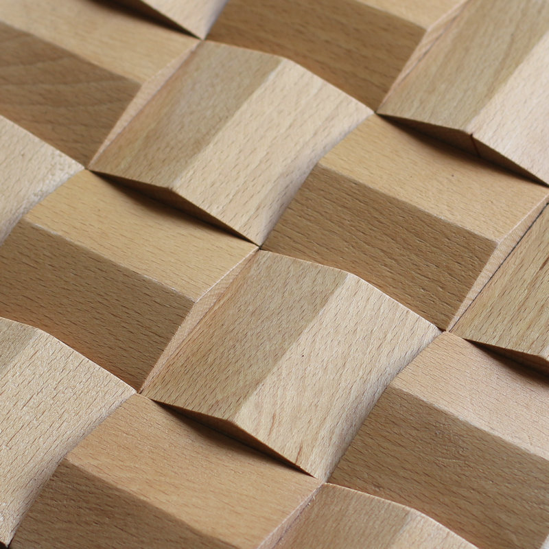 榉木吸音扩散板声学客厅实木三角形马赛克3d电视背景墙隐形门装饰