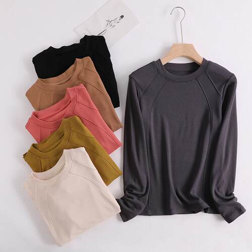 拼接修身德绒女士打底衫长袖
