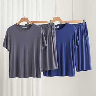 套装 薄款 男士 新款 休闲套装 弹力背心口袋七分裤 大码 精梳莫代尔大码