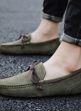 2026春季新款真皮豆豆鞋男潮流懒人鞋一脚蹬休闲英伦驾车鞋大码47