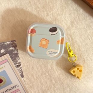 奶酪芝士适用AirPods3代保护套1 2代苹果4代蓝牙耳机pro2立体挂件热弯喷涂奶酪挂件耳机套