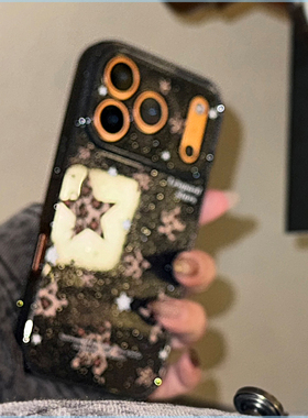 闪粉豹纹星星苹果17手机壳iphone16适用17promax软13个性15复古1417promax黑色星星豹纹结保护膜