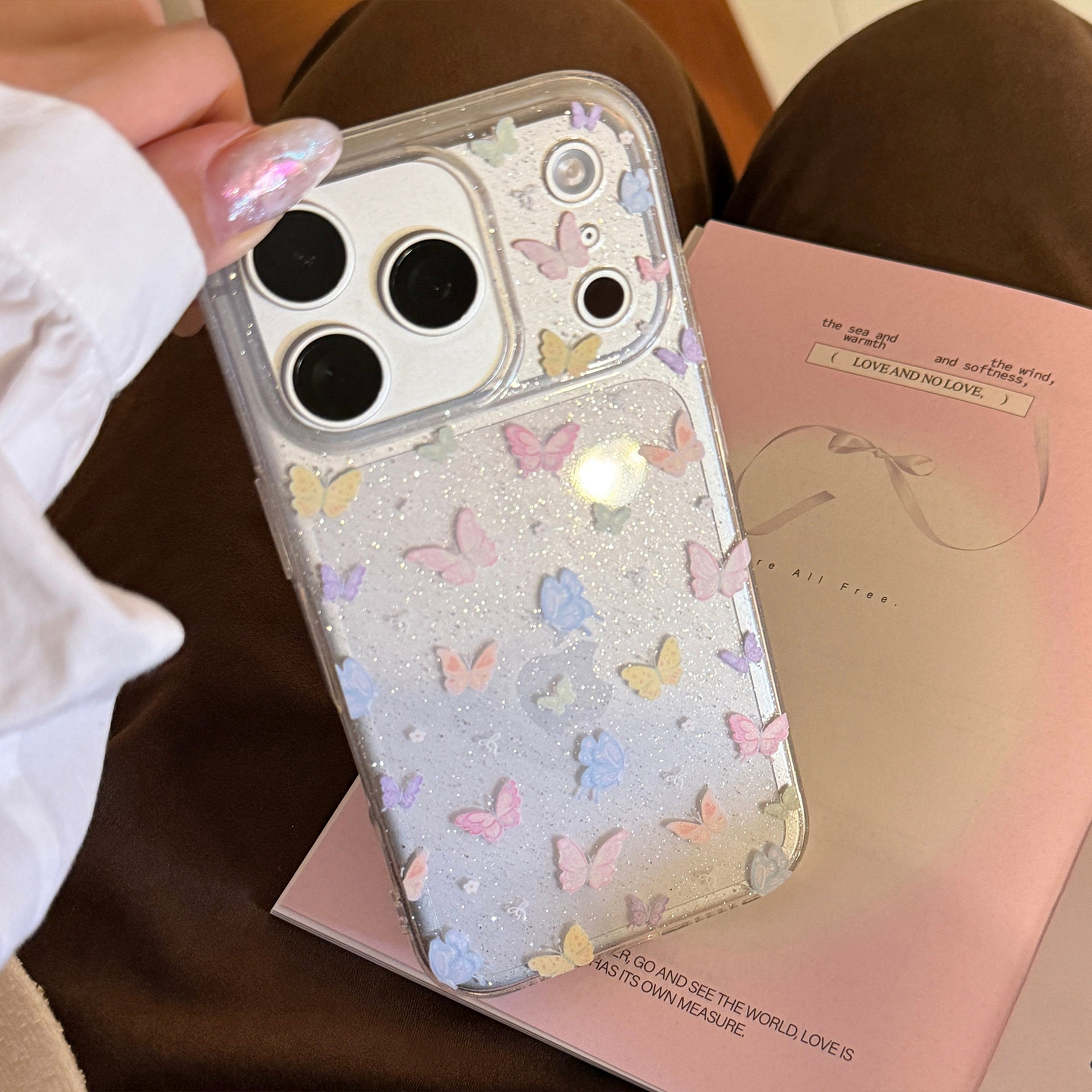 韩系闪粉蝴蝶防摔iPhone手机壳