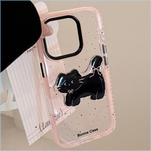 黑粉个性卡通防摔适用iPhone17苹果16promax手机壳立体猫咪15甜酷14Shockproof