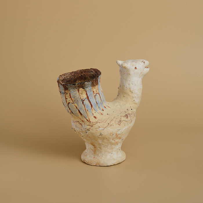 日本陶艺家畑中咲辉手作作品:动物造型粗陶花器/花瓶(现货)