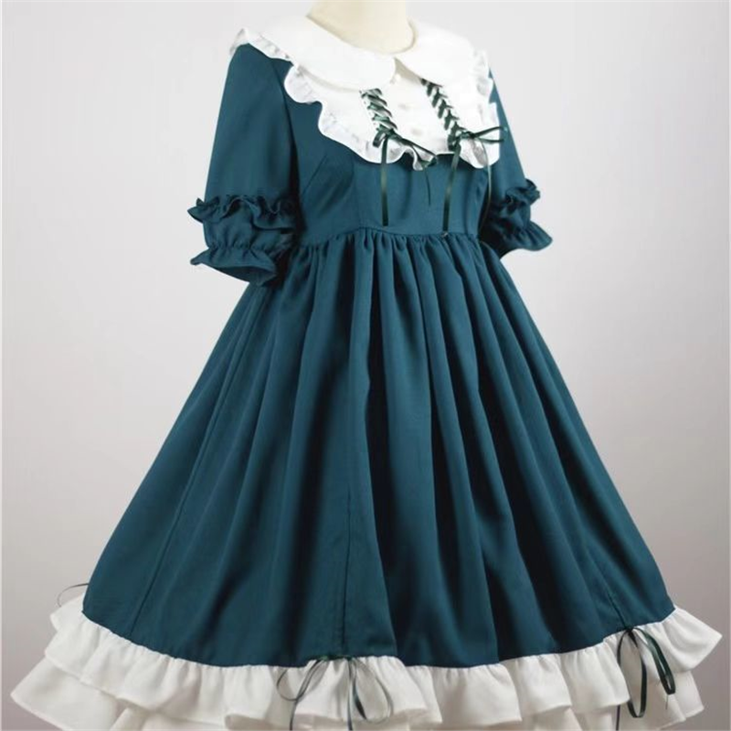 原创Lolita洛丽塔裙子春夏软妹子萝莉大裙摆学生可爱OP长袖连衣裙