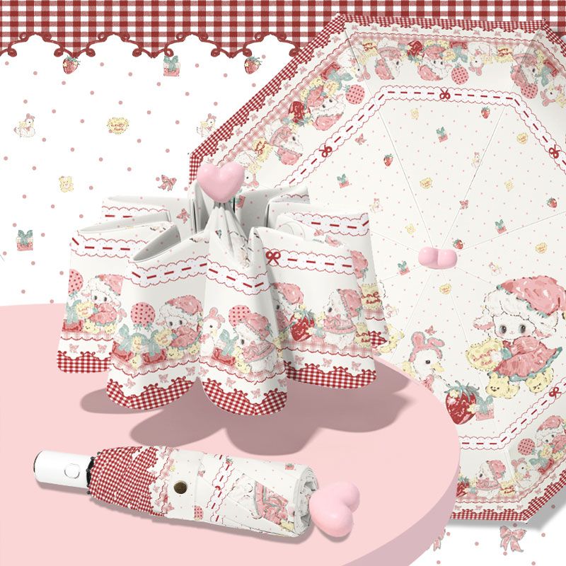 洛丽塔全自动防回弹雨伞女晴雨伞两用折叠防晒伞遮阳节节收太阳伞