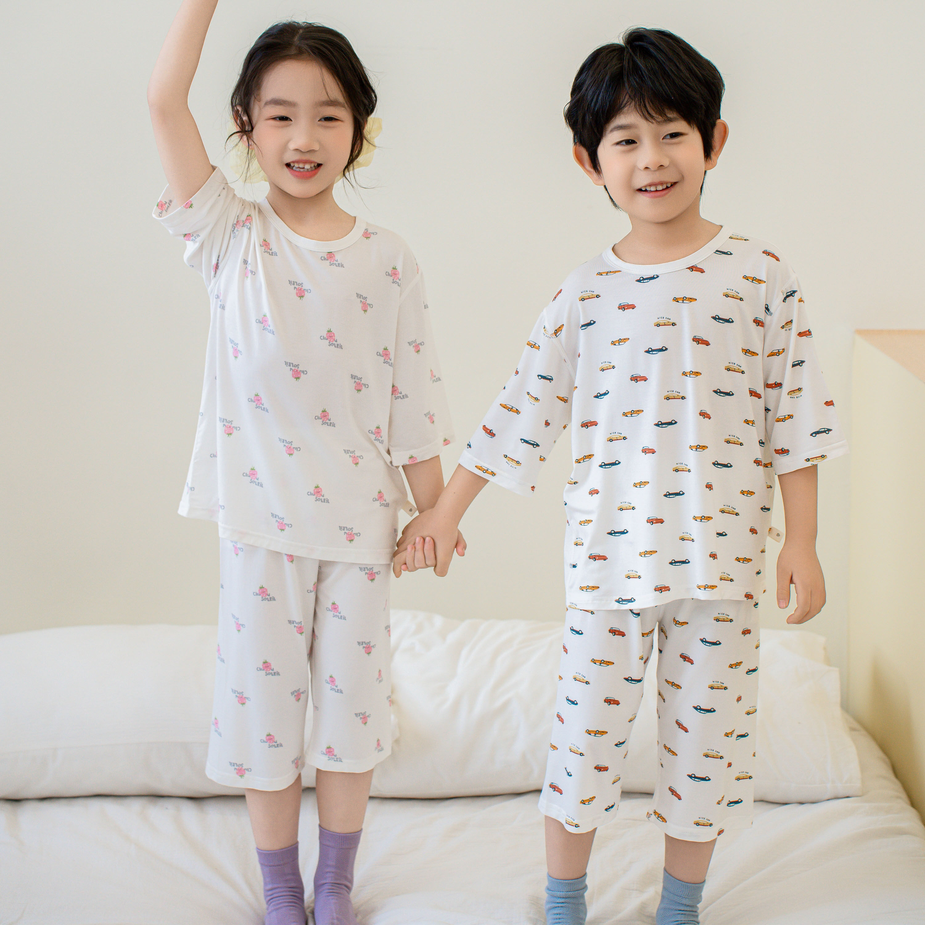 夏季儿童卡通凉感短袖家居服套装