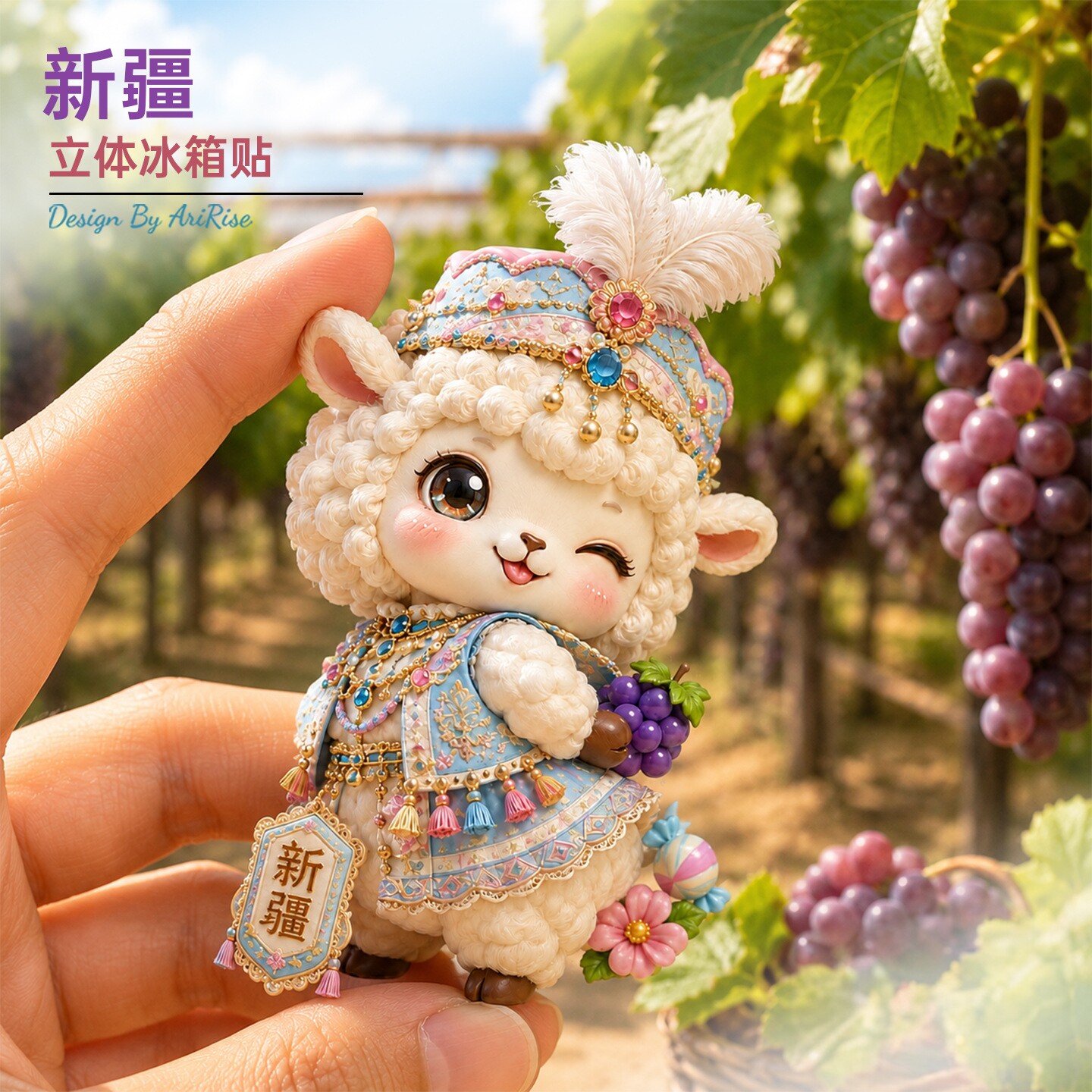 新疆可爱的小羊文文创意冰箱贴磁吸2026新款城市立体伴手礼物装饰