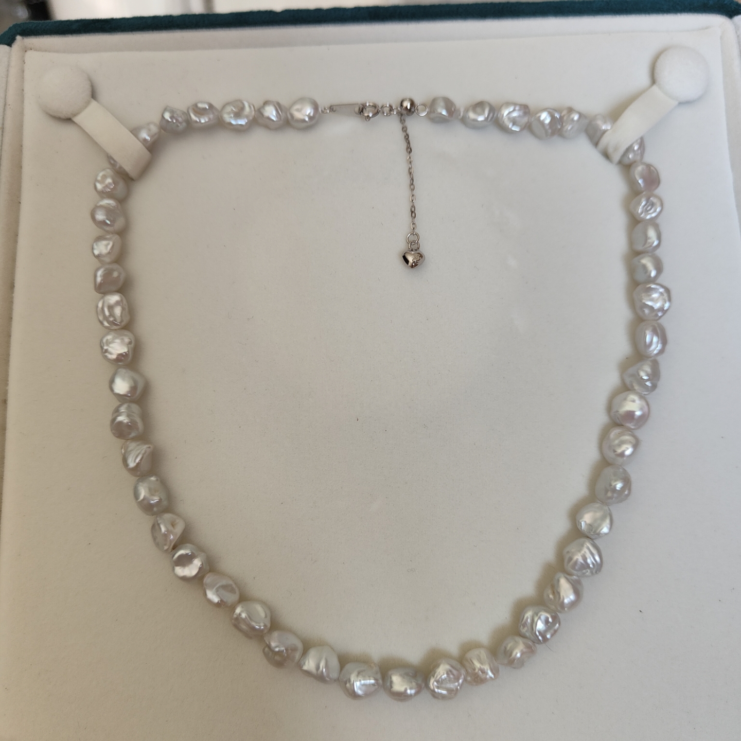 淡水碎银子巴洛克异形珍珠项链“澳白keshi”平替