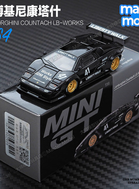 MINIGT1/64现货 兰博基尼康塔什黑色LB改装超跑合金汽车模型 1081