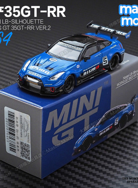 MINIGT现货1比64日产NISSAN 35GT-RR蓝赛车汽车模型LBSW GT#1124