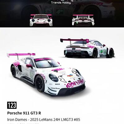 TH预售1/64 保时捷911GT3 R 85号2025赛季勒芒赛车汽车模型 123