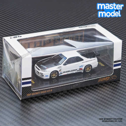 INNO1/64日产尼桑GTR R34白色碳盖 合金汽车模型男生收藏潮玩摆件