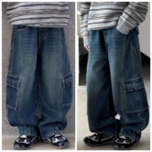 裤 特小智同学2025冬新款 7121一体加绒牛仔工装 中大男女童中性亲子