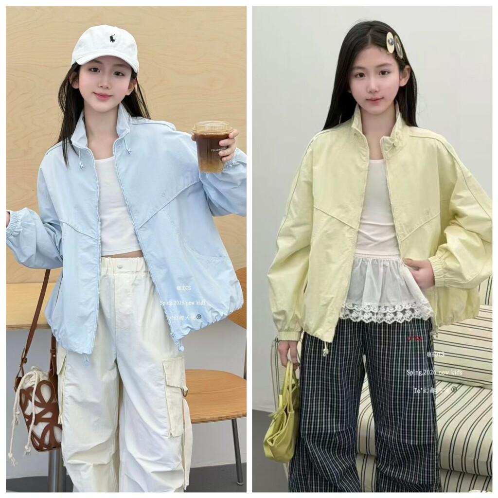 幻趣天使2026春67012新款立领拉链夹克外套中大女童亲子