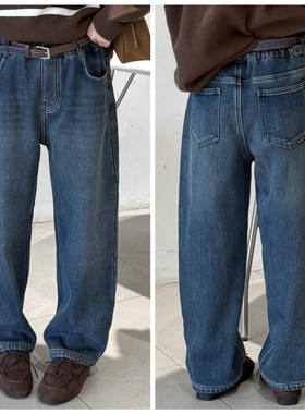 天依角2025冬25055新款25056一体加绒牛仔萝卜裤中大男女童大组