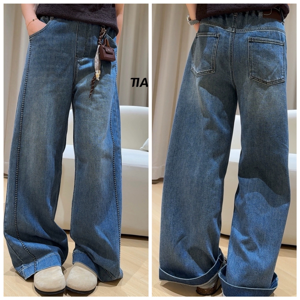 天依角2025秋19209新款19210链条刺牛仔阔腿裤中大童女童可亲子