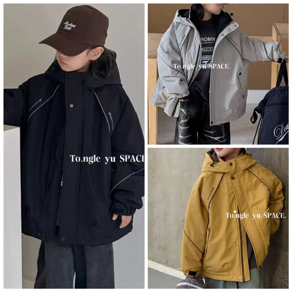 童乐鱼2025冬新款9705夹棉冲锋衣外套中大童男女童中性可亲子