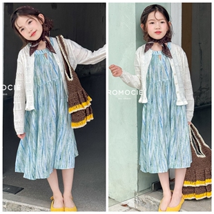 植木西2026夏5500新款 9084连衣裙中大童女童可亲子 开衫