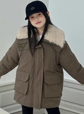 7+吾束2025冬78683新款55326加绒88125明星同款派克服男女童亲子