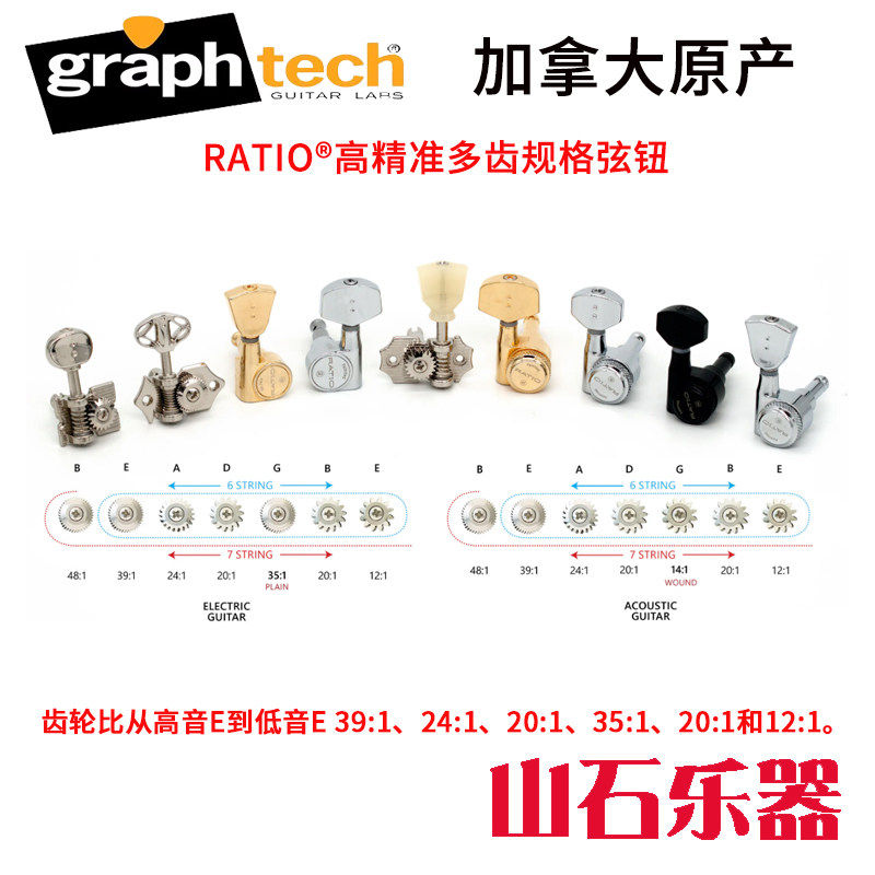 Graph Tech加拿大产电吉他弦钮民谣吉他弦钮卷弦器琴钮 10mm复古