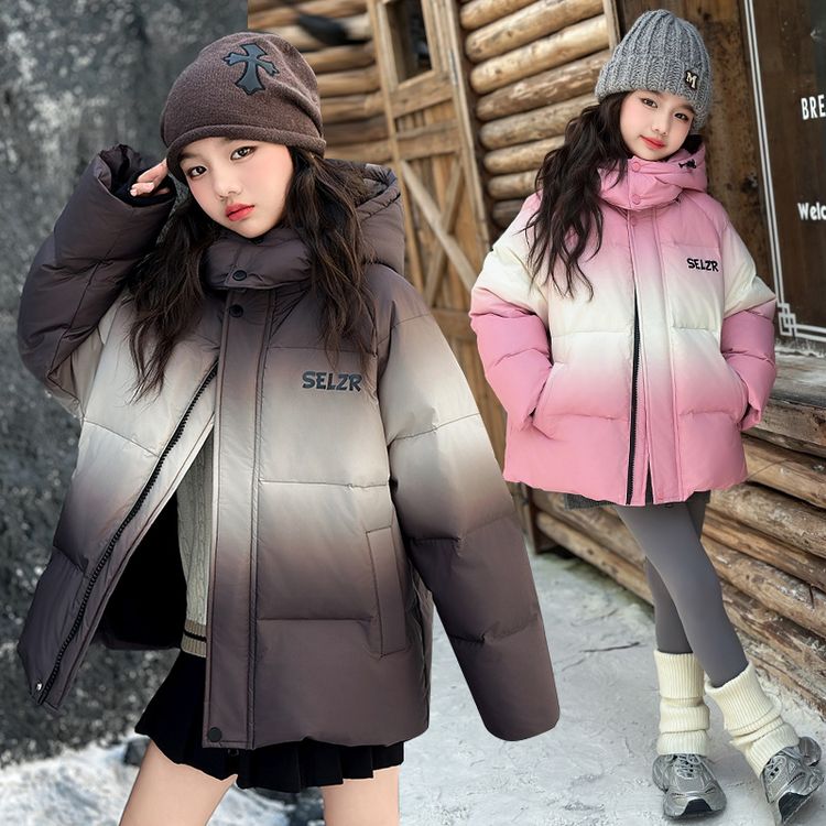 英国next music女童冬季渐变羽绒服2025新款儿童加厚中长款冬装