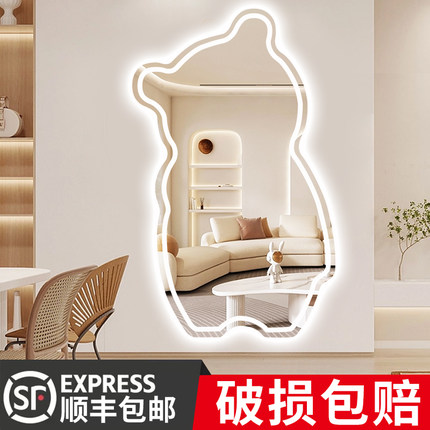 小熊异形穿衣镜led灯智能镜家用服装店壁挂式全身镜子网红试衣镜