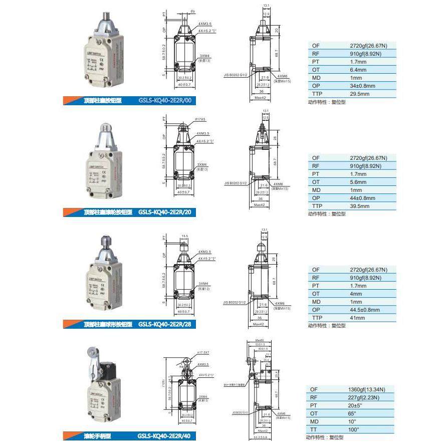 询价供应全新GSEE行程开关GSLS-KQ40-2E2R/28 GSLS-KQ40-2E2R/40